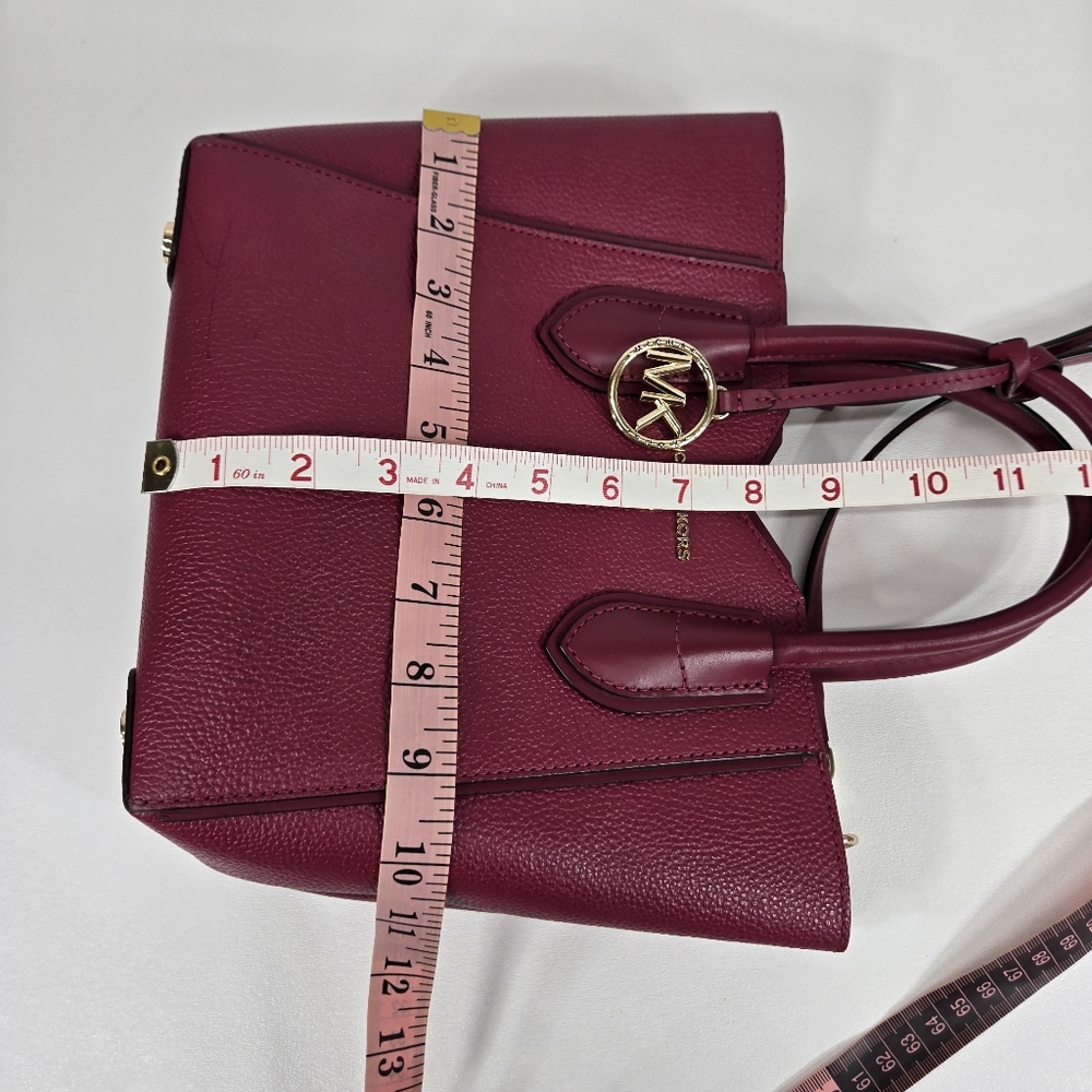 Michael Kors Mae SM Messenger Tote Crossbody Bag In Cranberry Color Gold Hardwar - Picture 6 of 17